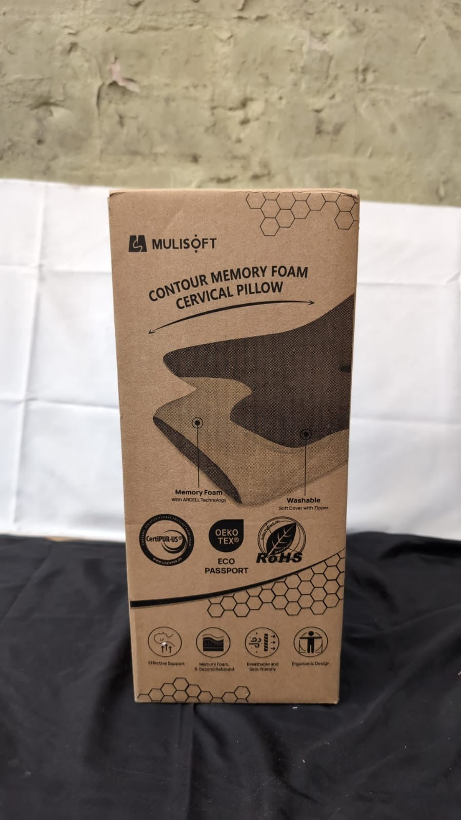 MULISOFT Memory Foam Pillow, Comfortable Pillow, GREY,(BOX DAMAGED)