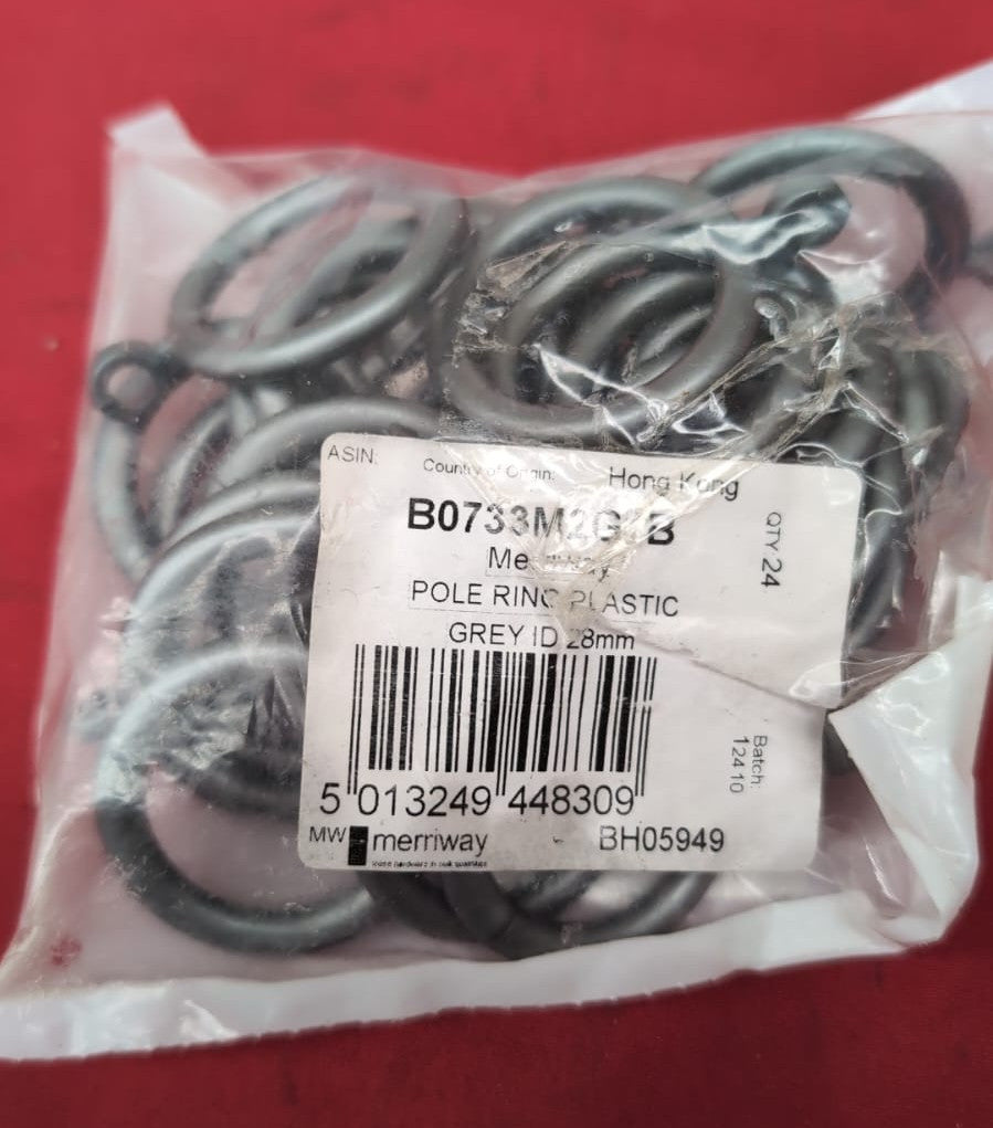 Merriway BH05949  Plastic Curtain Pole Rod Rings (packaging damaged - 23pack)