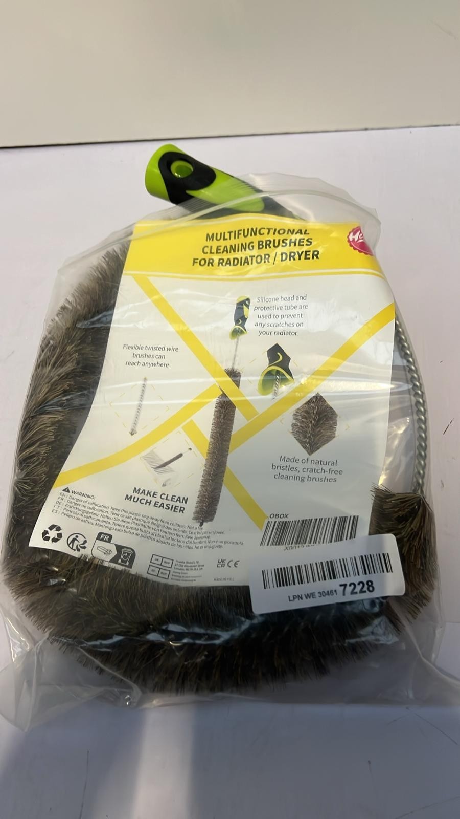 Radiator Cleaner Brush Thin Long 81cm Boar Bristles, Radiator Duster Brush