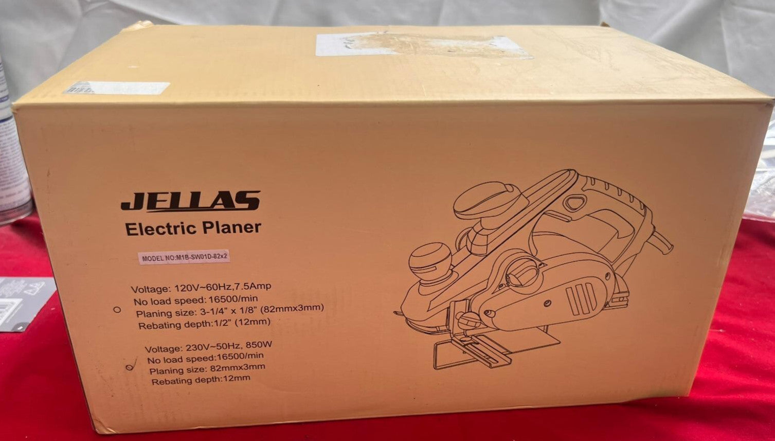 Electric Hand Planer, Jellas Planer with 82mm Width and 3mm Depth, (box damaged)