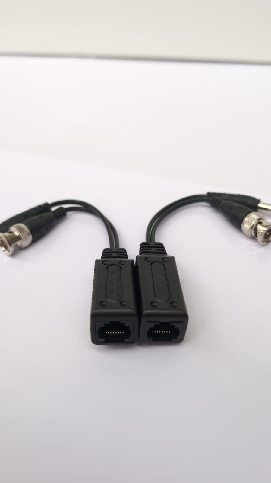 Coax to Ethernet Adapter, Black ABS Extender with LED for Video Signals
