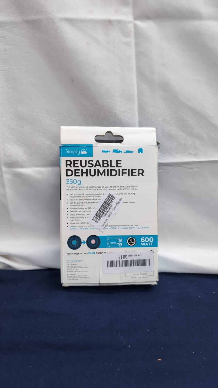 Simply Auto DEH003 Reusable Car Dehumidifier - Quick Drying (packaging damaged)
