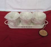 Barnyard Designs Herb Pot Planter Set with Tray for Indoor Garden or Outdoor Use