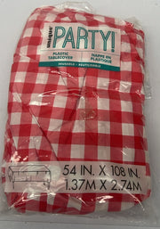 Unique Red Gingham Pattern Rectangular Plastic Table Cover (1.37mx2.74m)