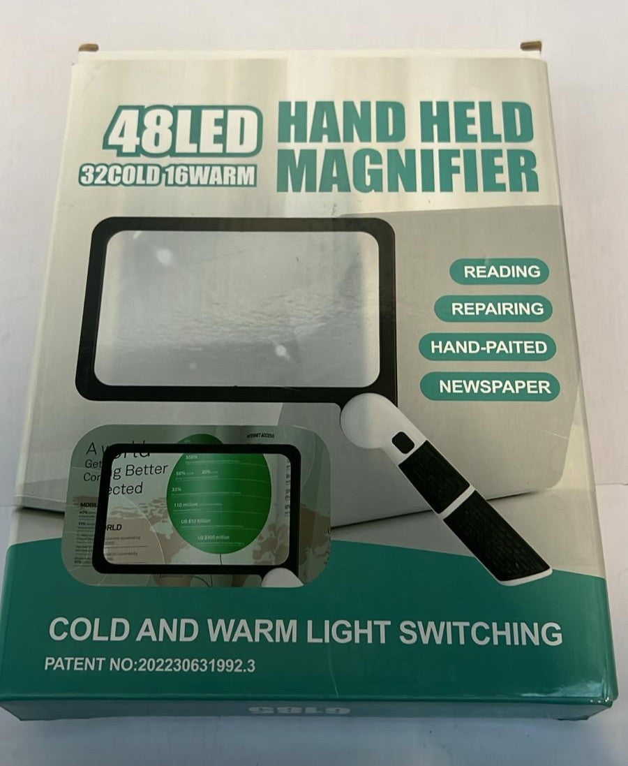 Large Magnifying Glass with 48 LED Light and Anti-Glare Lens