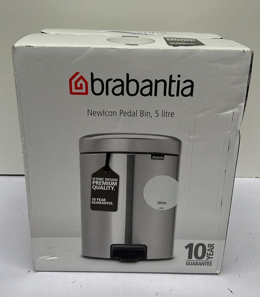 Brabantia 112621 Pedal Bin Newicon with plastic Steel - 5 L (BOX DAMAGED)