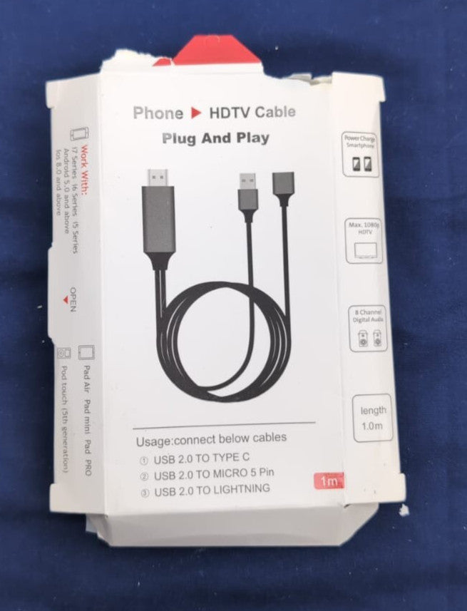 1m HDMI Adapter, HDTV Connector Cable, Compatible (packaging damaged)