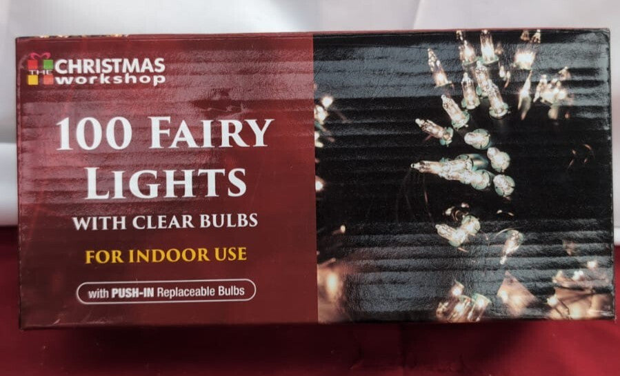 Christmas 100 Fairy Lights Indoor clear bulbs (box damaged)
