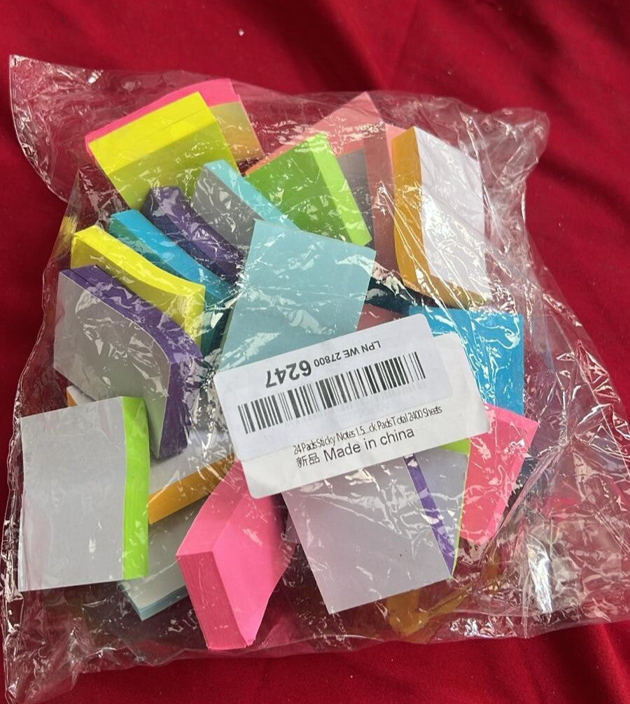 2400 Sheets Sticky Notes, 24 Pads, 8 Bright Colour Boards Monitors Walls