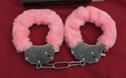 Pink Fur Handcuffs Women's With Keys Set Fluffy Soft Silver Comfortable Hen