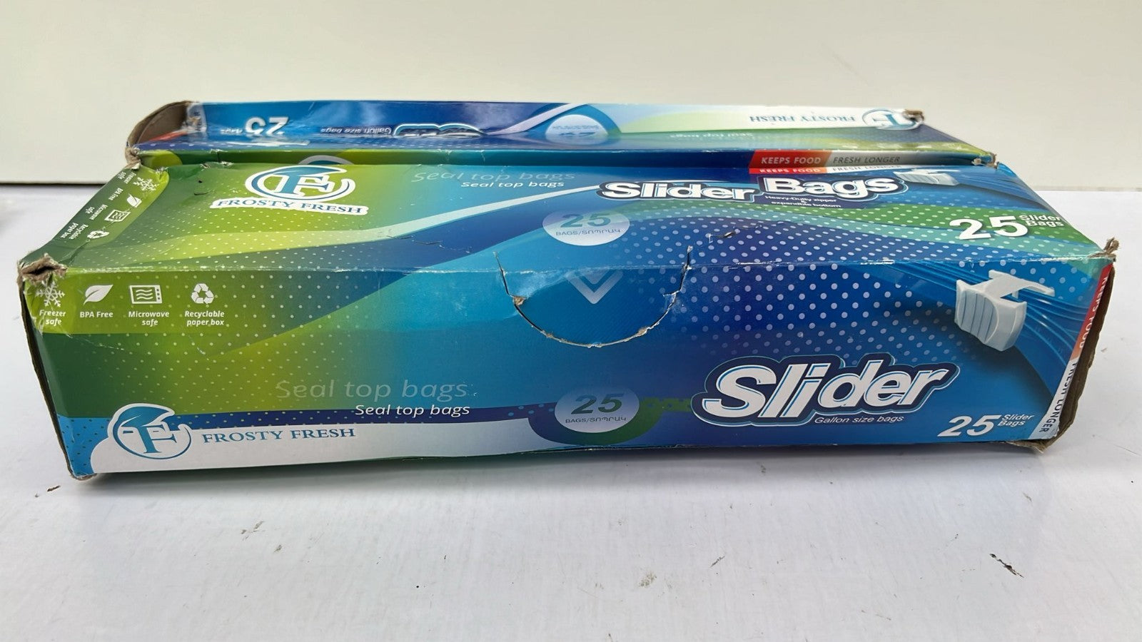 Slider Freezer Bags – Quart ziplock – Resealable for Food 2Pack (Box Damaged)
