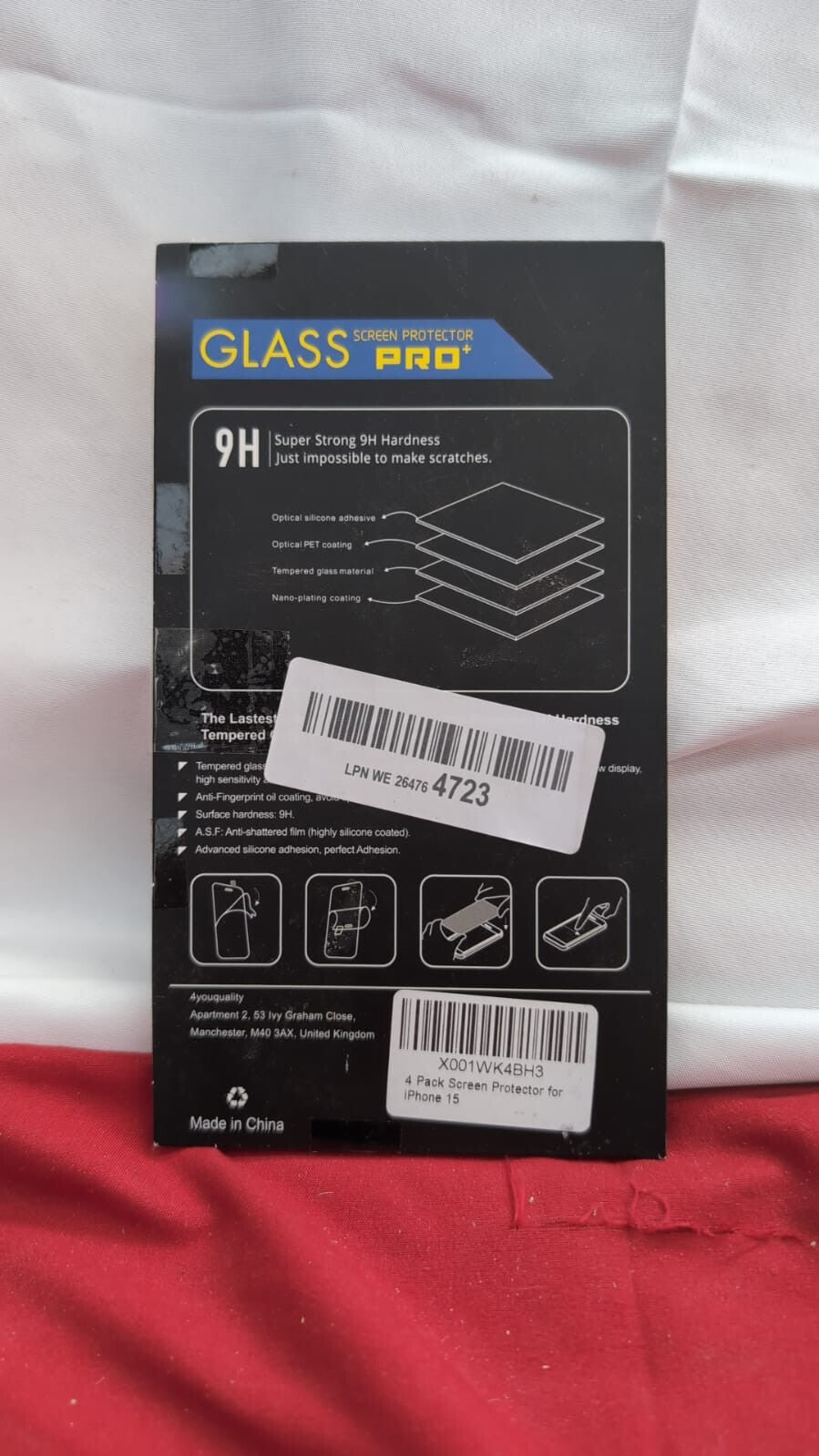 4youquality [4-Pack Screen Protector for iPhone 15, Tempered (packaging damaged)