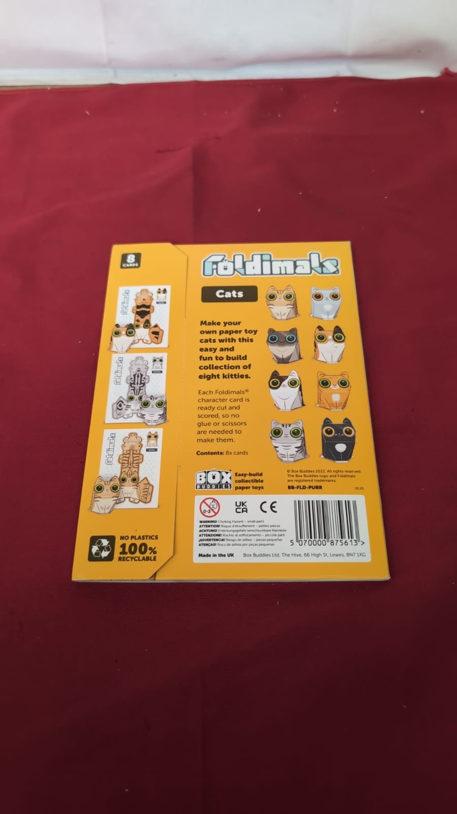 Box Buddies Foldimals Cats - Pack of 8 Cat Paper Toy Cards - Paper Craft for Kid