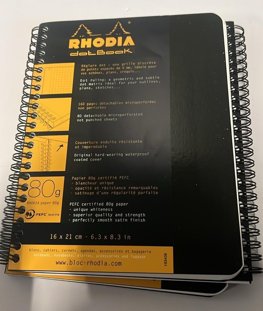RHODIA 193439C - Spiral Notebook (Full Bound) Notebook Black - (3 Pack)