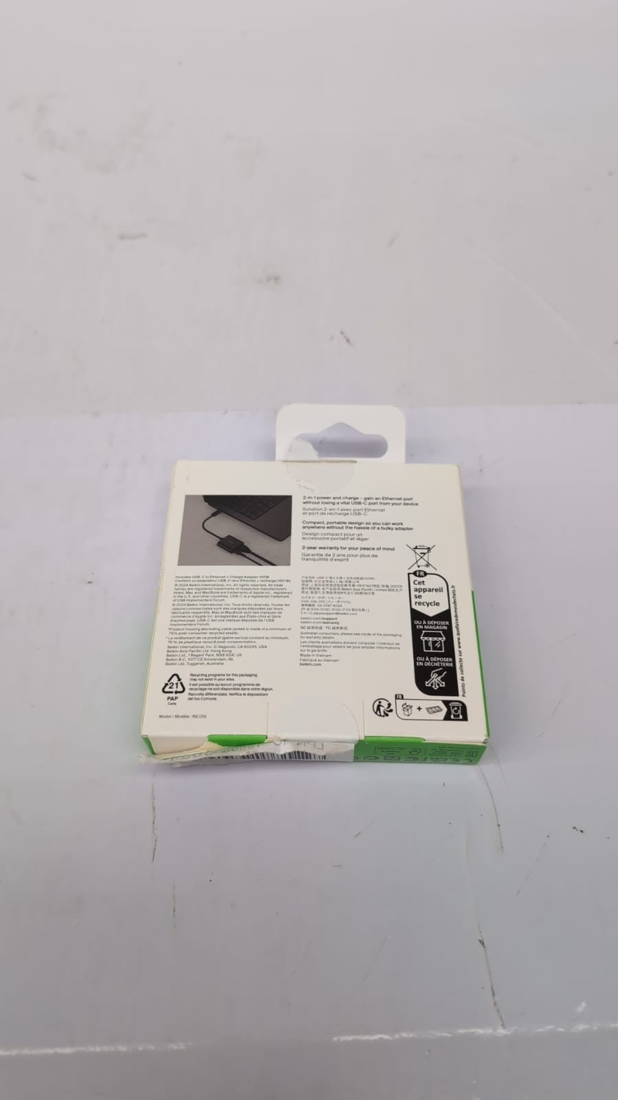 Belkin Connect USB-C to Ethernet + Charge Adapter 100W (BOX OPENED)