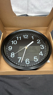 Wall Clock, 12" Non Ticking Silent Quartz Black Wall Clocks, Battery Operated