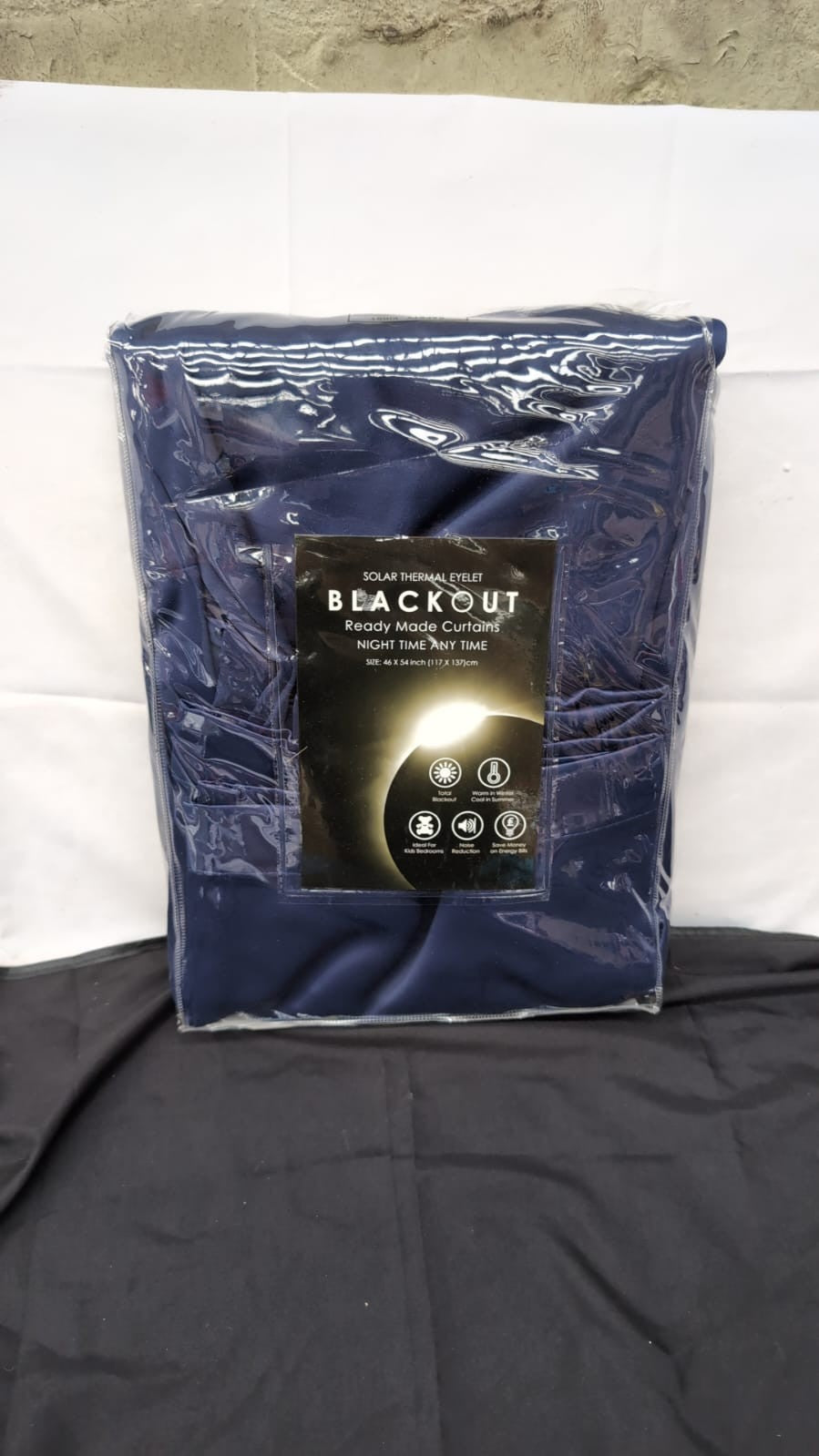 Blackout Curtains for Bedroom - Navy Eyelet Curtains Living Room 46 x 54 Inch