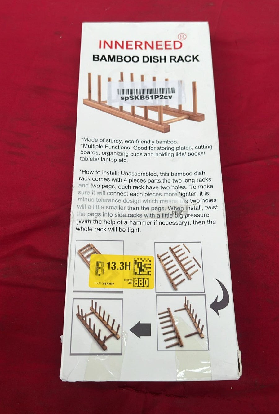 INNERNEED Bamboo Wooden Plate Racks Dish Stand Holder (BOX DAMAGED)