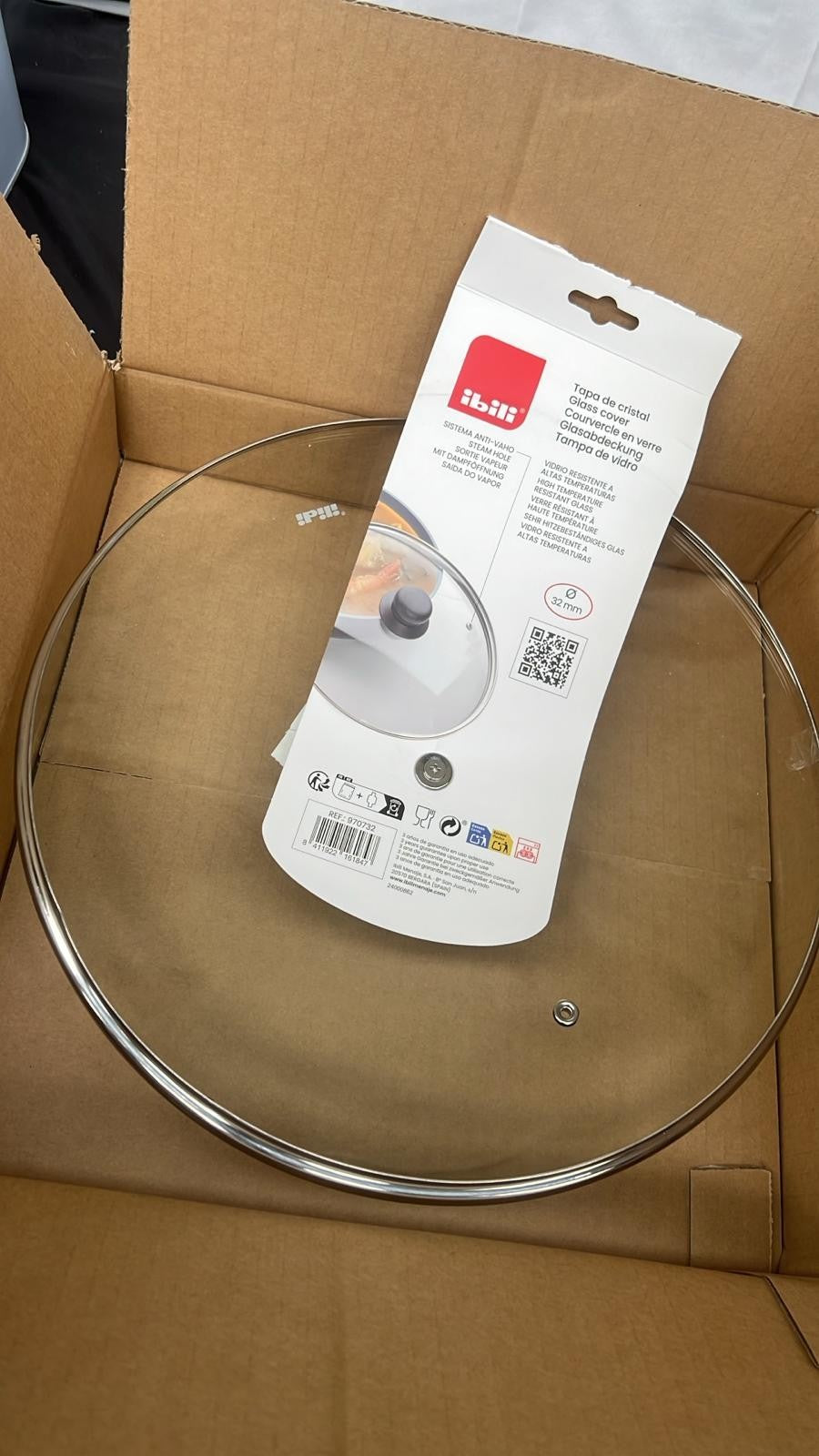 Ibili Glass Cover Prisma 32 cm, Transparent/Silver/Black, 32 x 32 x 10 cm