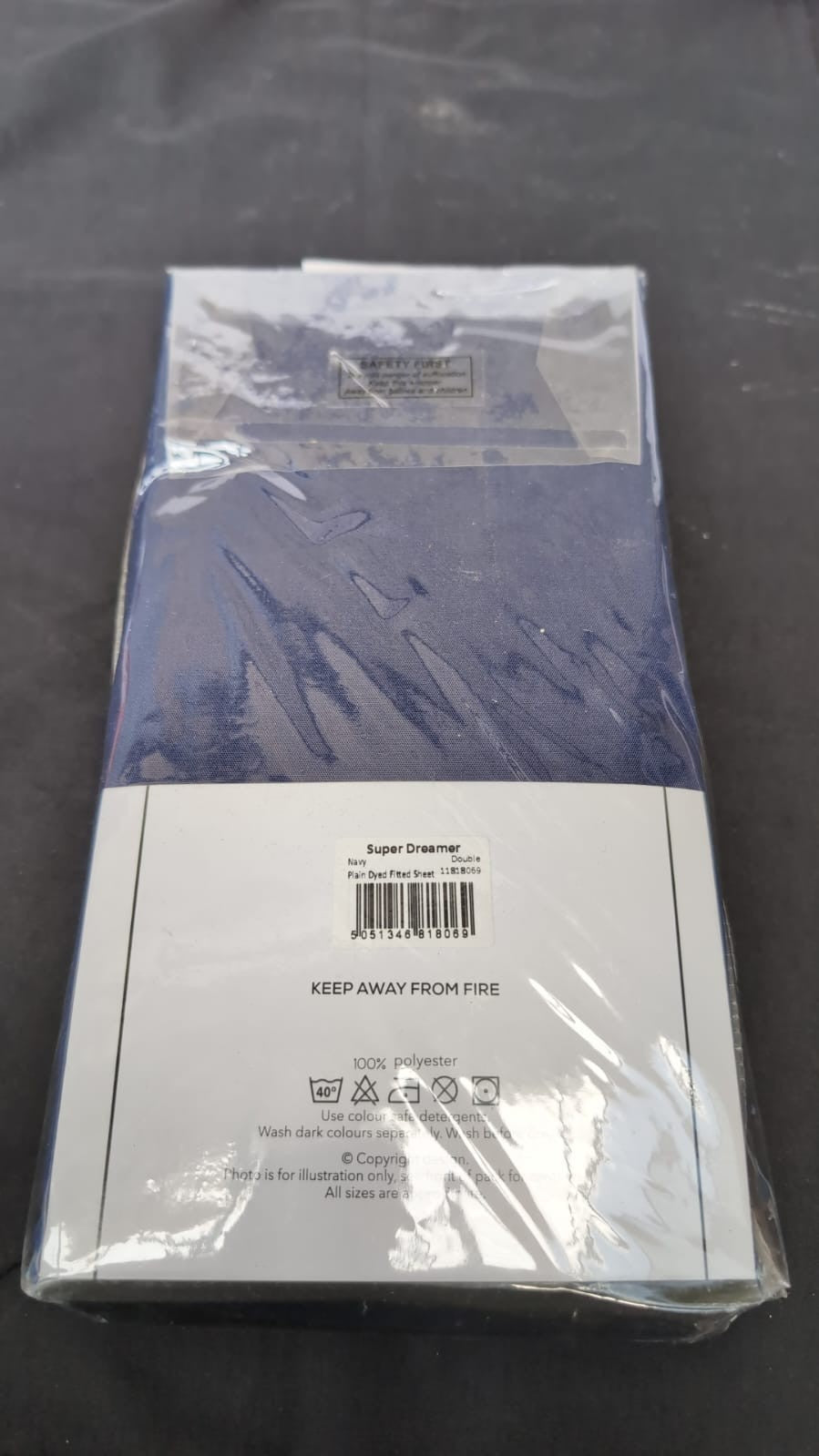 Microfiber Fitted Sheet Double - Plain Bed Sheets Deep Pocket 10 inch-Navy