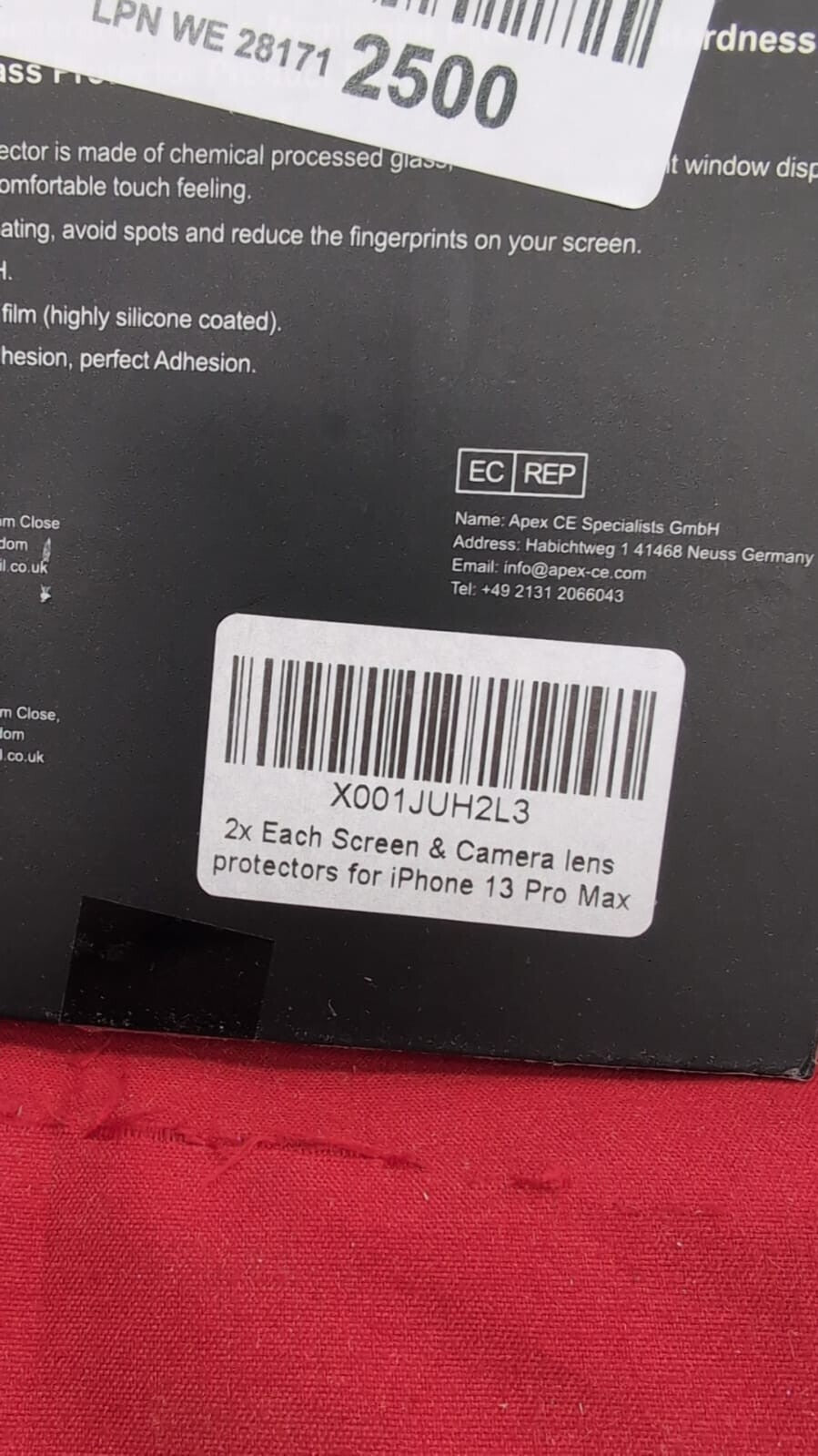 4youquality Screen Protector for 13 Pro Max with Camera Lens (packaging damaged)