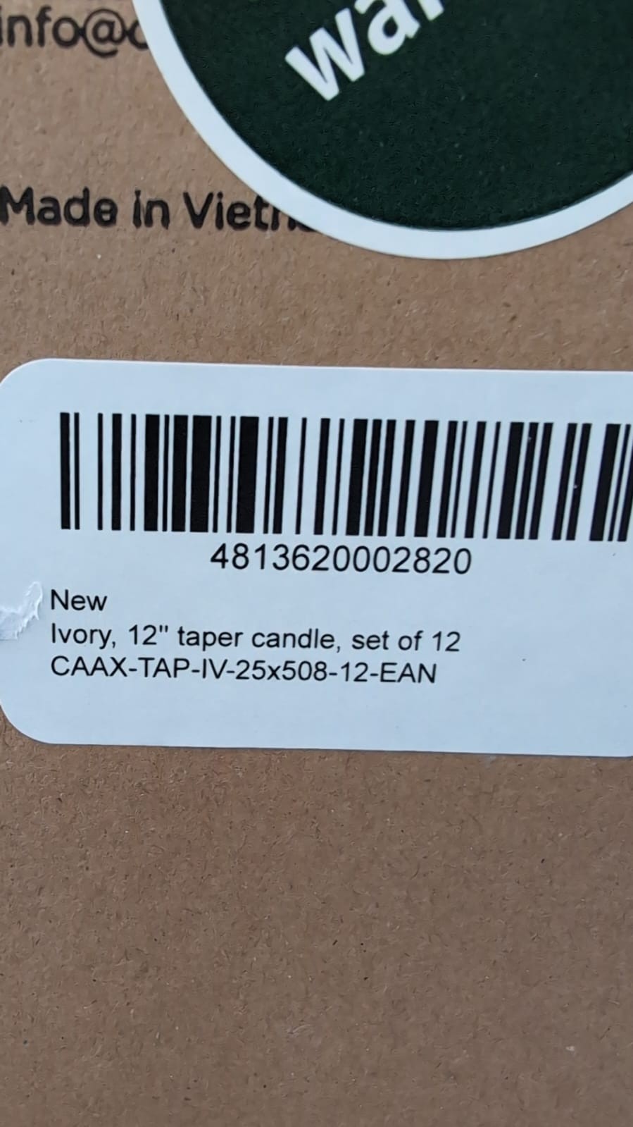 CANDWAX 25 cm Taper Candles Set of 12 - Tapered Candles Ivory Candles