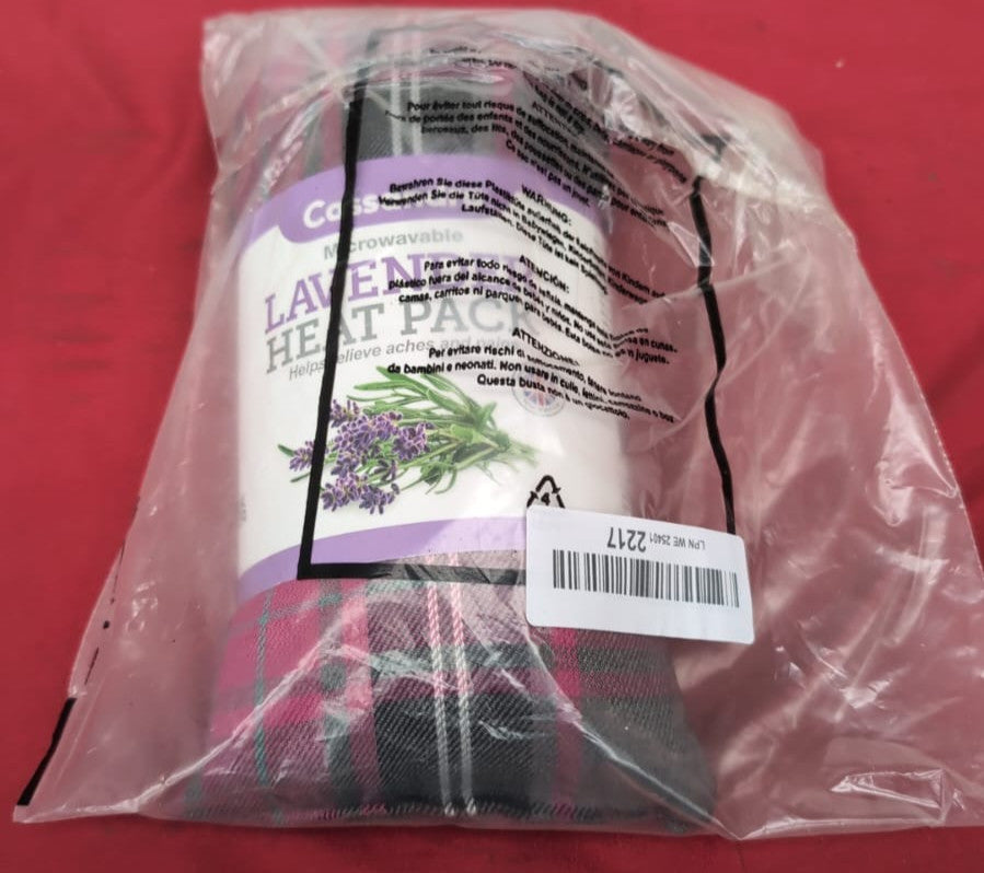 Cassandra Cotton Tartan Wheat and Lavender Filled Heat and Cool Pack. 42cm