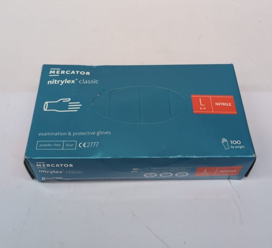 Nitrylex Classic Disposable Nitrile Gloves, Powder Free, 100 Pcs, Blue, Size L