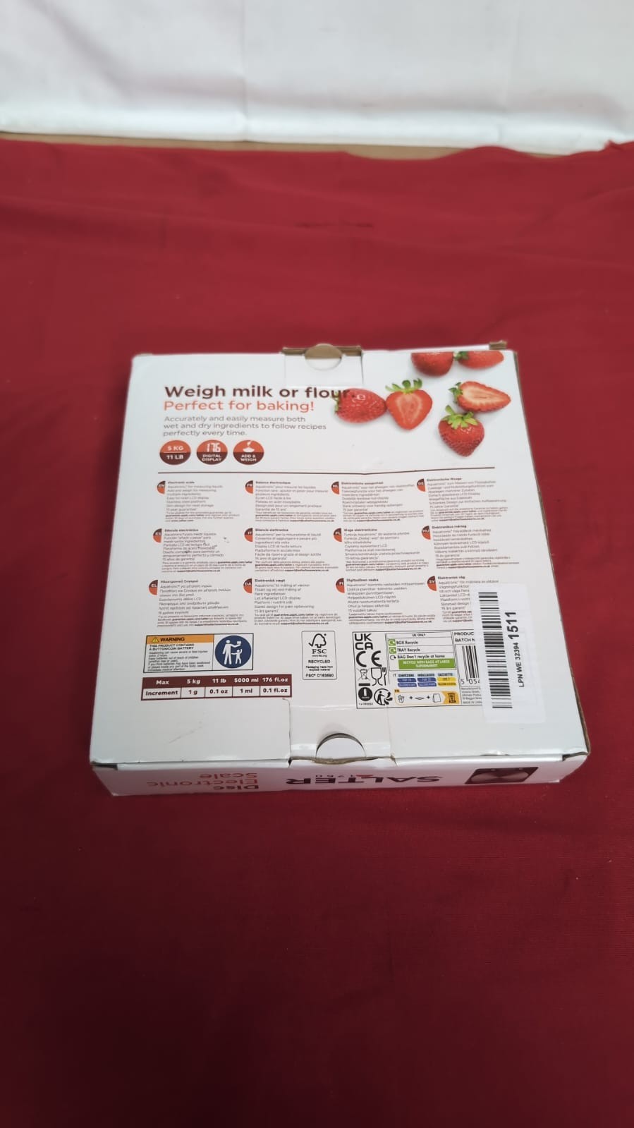 Salter Digital Kitchen Scale Cooking & Baking Scales 5KG Capacity(USED)