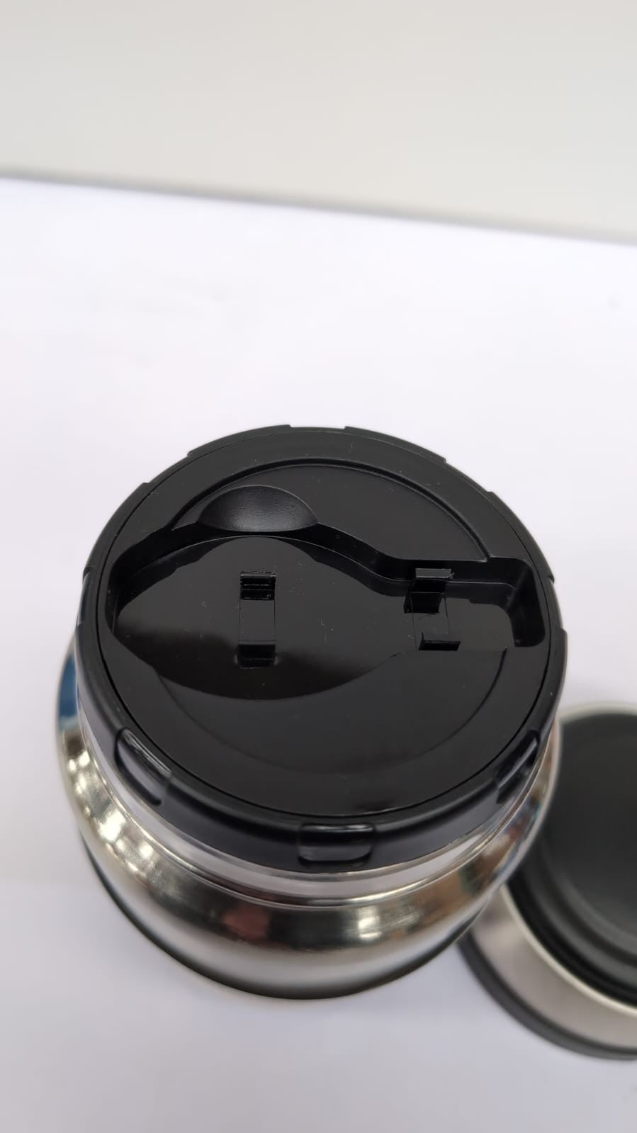 Thermos Curved Food Flask, Stainless Steel, 400 ml (missing foldable spoon)