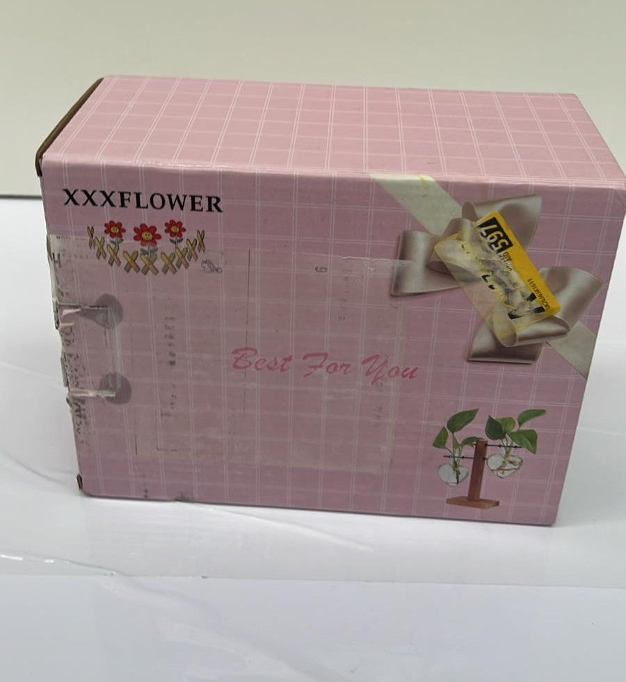 XXXFLOWER Plant Pots Wooden Stand,Plant Terrarium Propagation  2 Love Bulb Vase