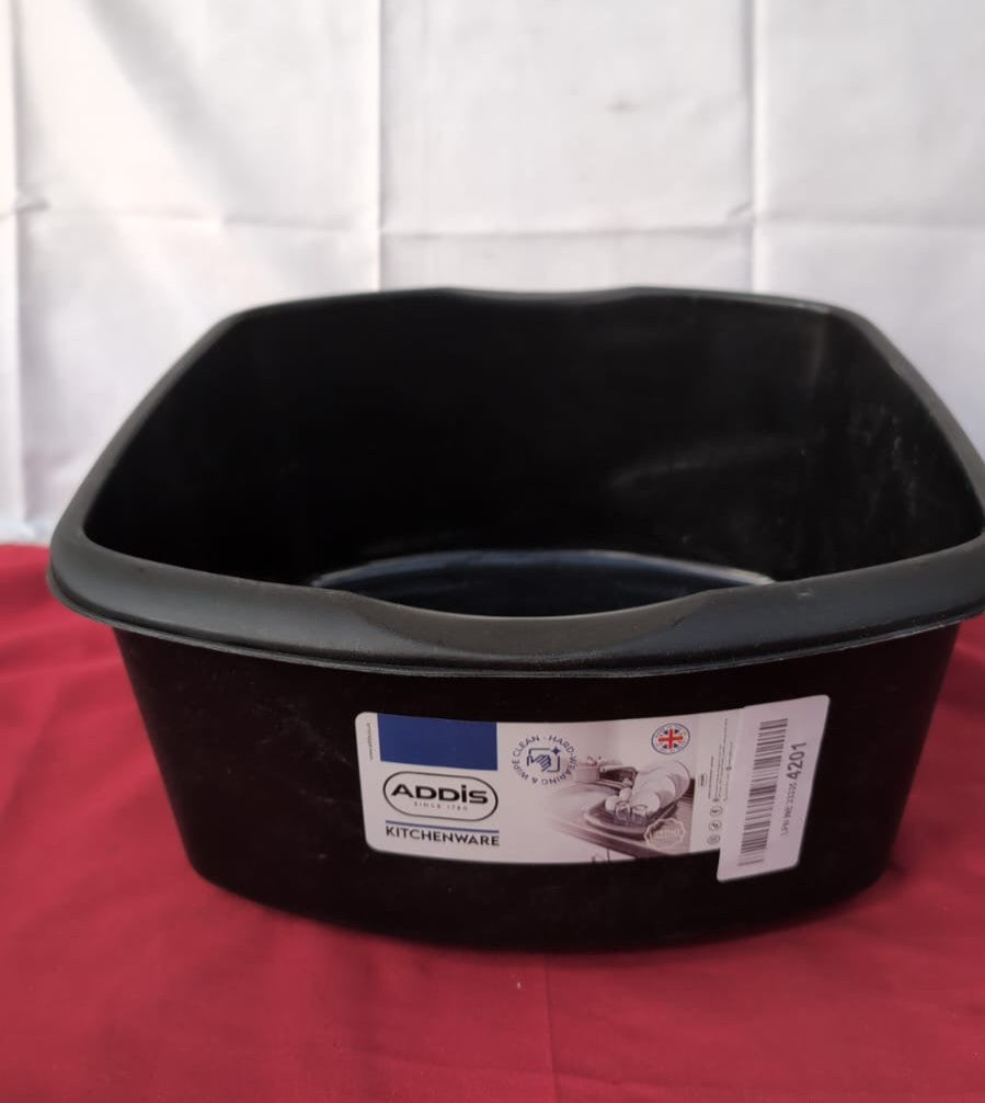 Addis Rectangular Washing up Bowl, Metallic, Large ,Black(scuffed)
