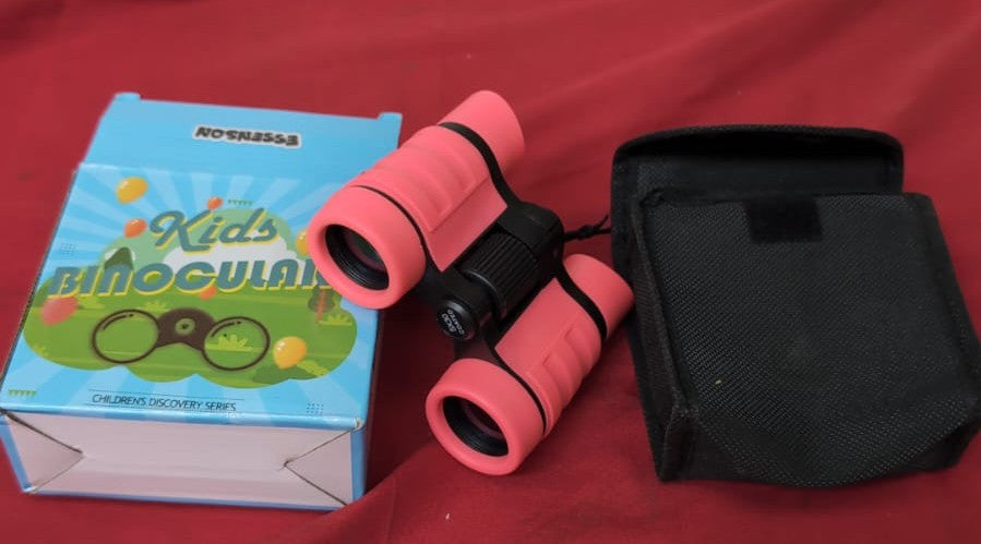 Binoculars Compact Foldable Shock Proof Pink with Neck Strap for Bird Watching