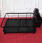 PurKeep Dish Drainer Rack - Space-Saving Dish Rack with Utensil Holder Black