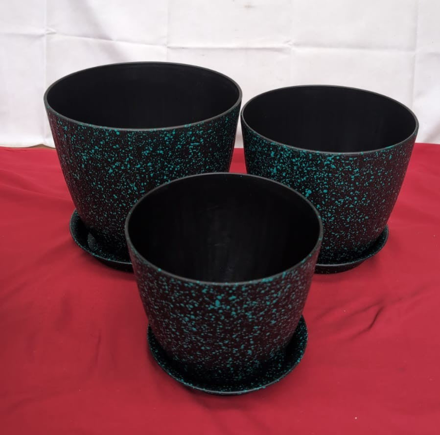 Plant Pots Indoor, 15|17|19cm Plant Pots Black with Green Speckles,3pack