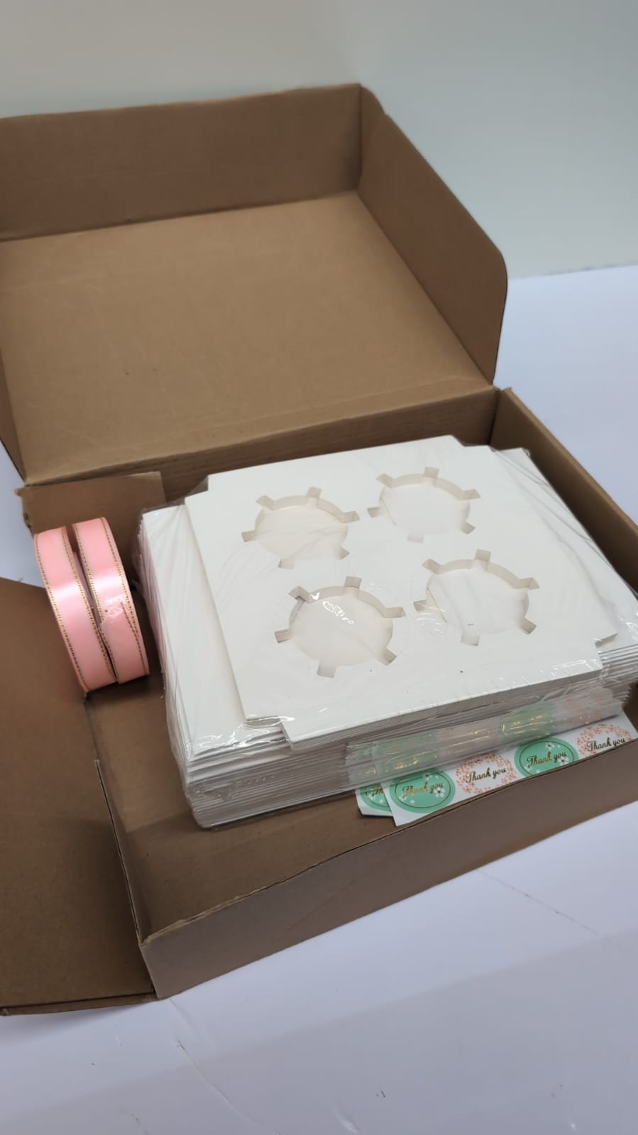 20 Pack Gift Boxes- 15 x 15 x 7 CM,with ribbon and thank you stickers,White