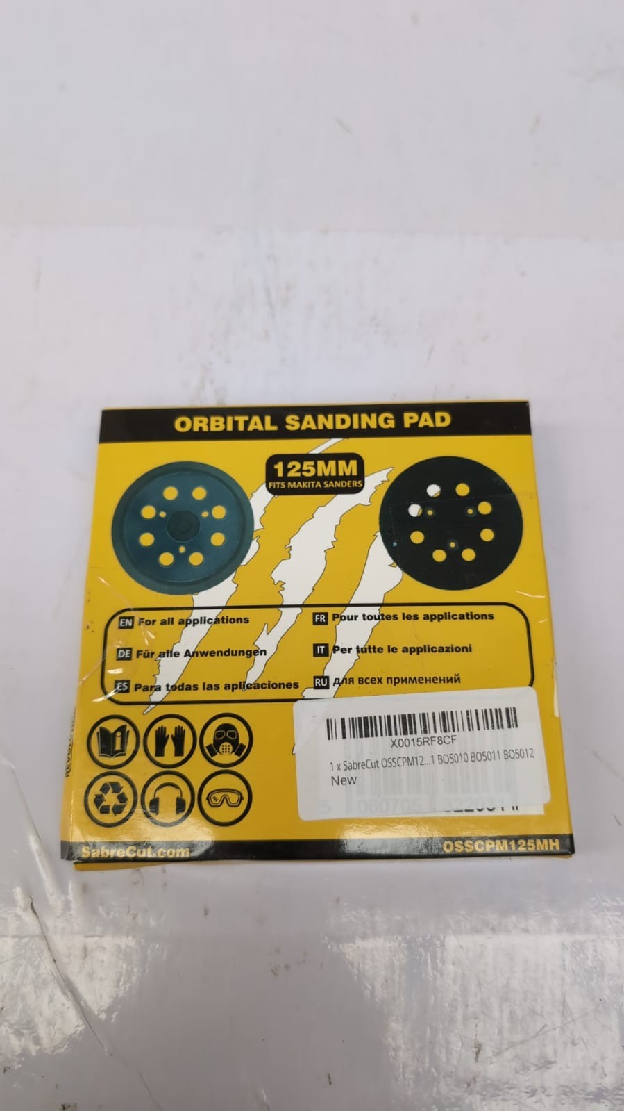 1 x SabreCut OSSCPM125MH 125mm Medium Hard 8 Hole Random Orbital Sander