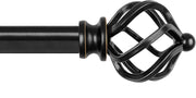 KAMANINA Black Curtain Poles 80 to 148 cm, Adjustable Decorative Window Curtain