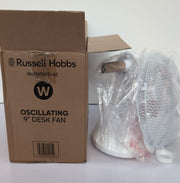 Russell Hobbs 9" Inch, Portable Desk Fan, 2 Speeds,Wide-Angled Oscillation,WHITE