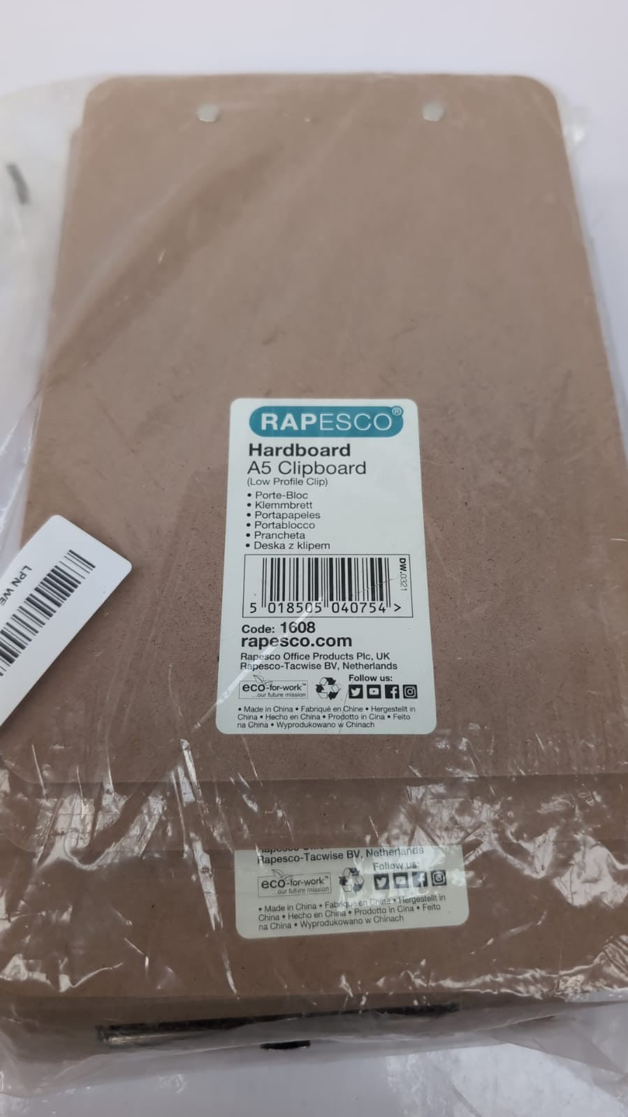 Rapesco 1608 Business Pack: 12 Standard Hardboard Clipboards, A5, Brown