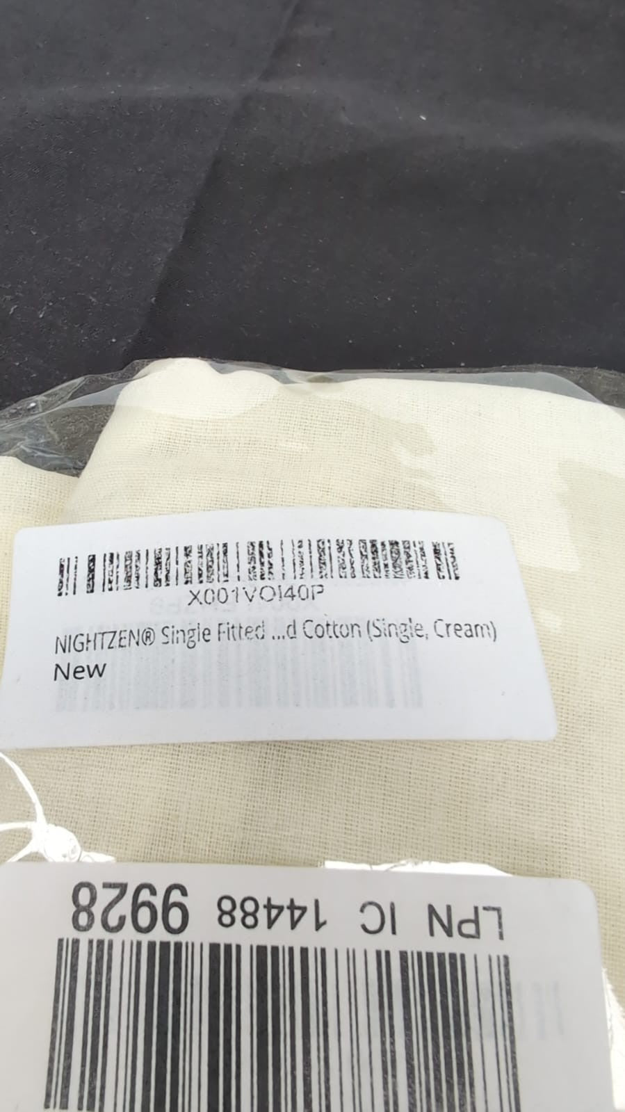 NIGHTZEN Single Fitted Sheet cotton Cream (PACKAGING DAMAGED)