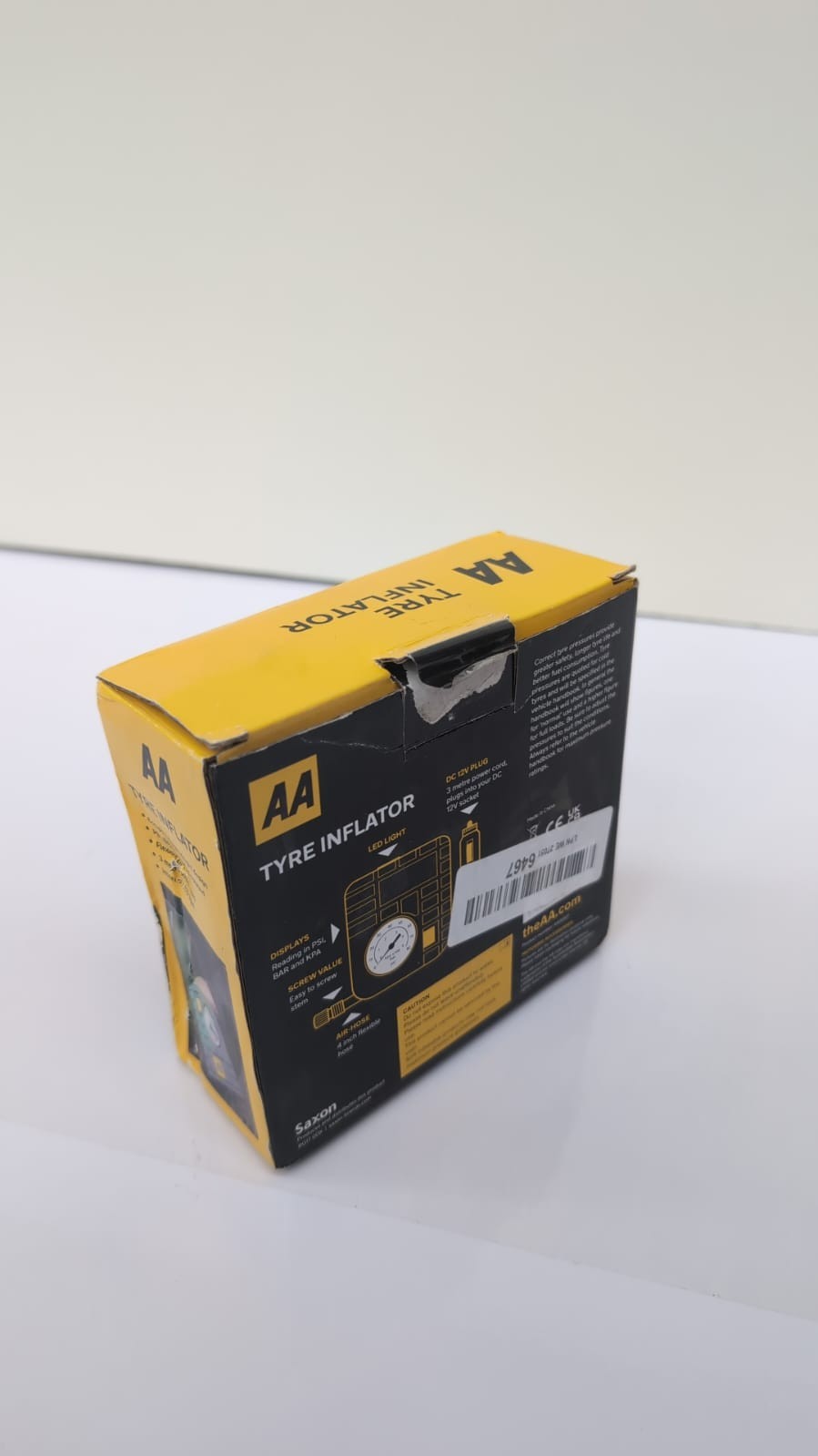 AA 12V Car Tyre Air Compressor Inflator w/ LED Light & Pressure Gauge-BOXDAMAGED
