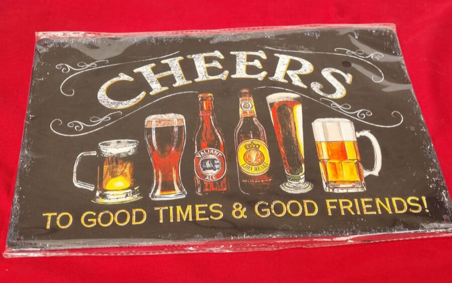 Cheers Metal Tin Sign, Bar Signs For Home Pub Man Cave Wall Decor To Good Times