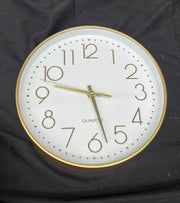 12 Inch Gold Wall Clock Silent Non Ticking with 3D Numerals, Gold
