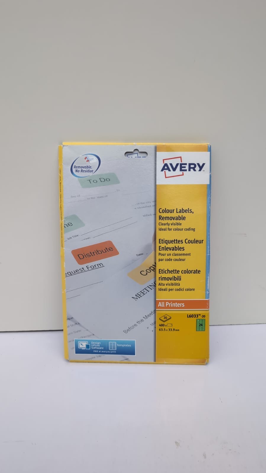 Avery L6033-20 Label, Red, Pack of 480 (Packaging Damaged)