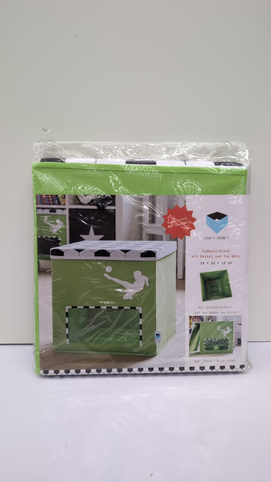 LOVE !T STORE !T Green Toy Box 33x33x33cm – Tear-Resistant (Packaging Opened)