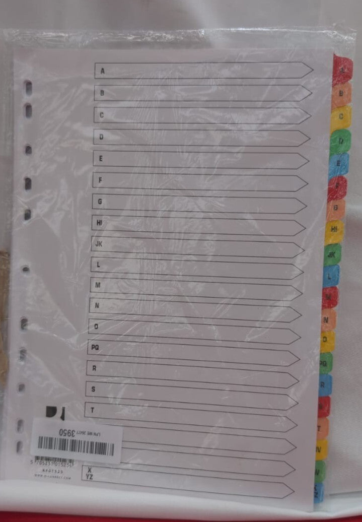 Q Punched Z 20 Part Reinforced A4 Index Pre Printed