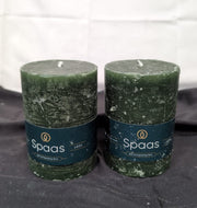 Spaas Rustic Pillar Candle 80/110 mm 65h, Dark Green,Pack of 2