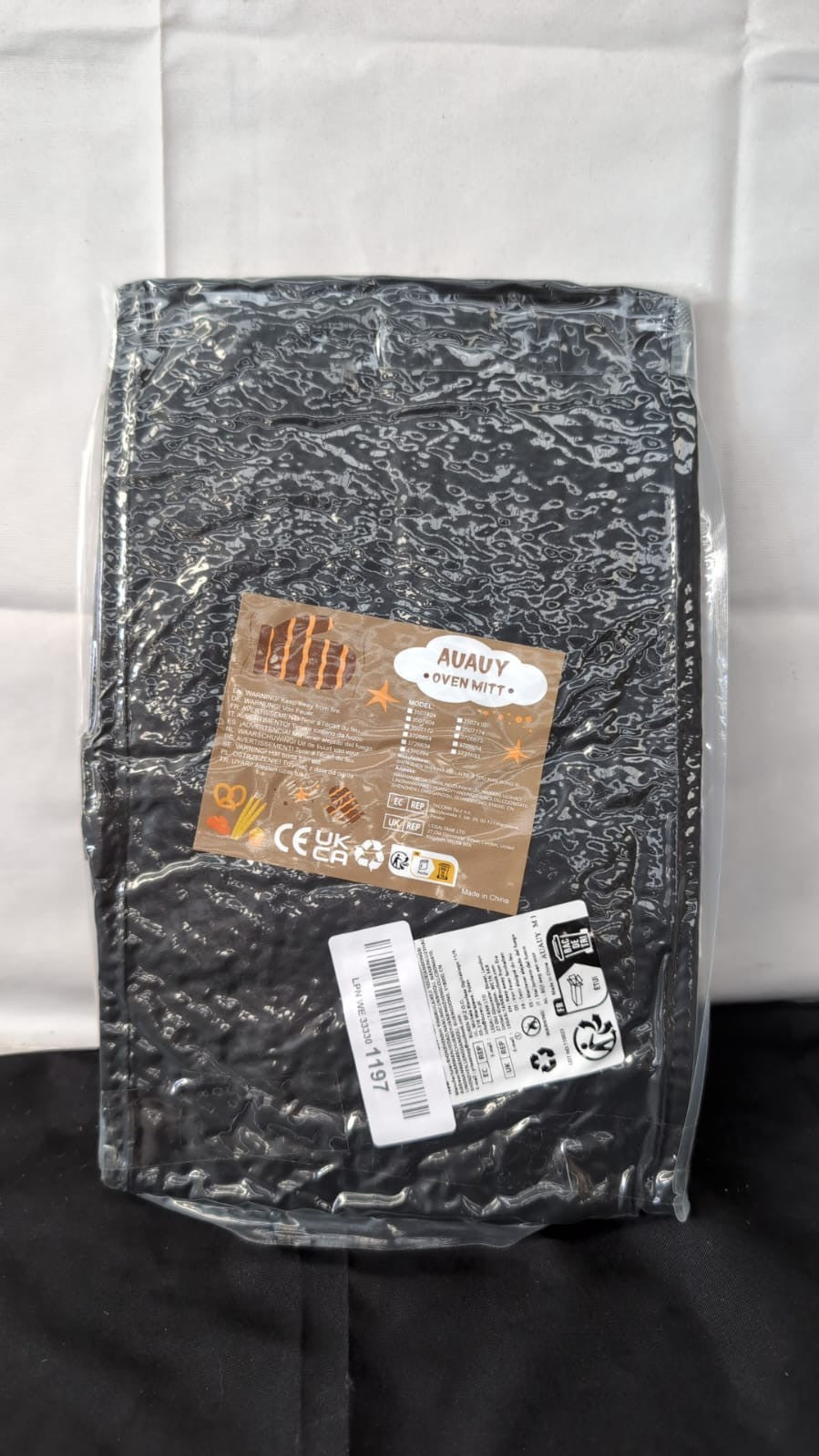 AUAUY 1 PC Black Double Oven Gloves, 250°C/482°F Heat Resistant BBQ Oven Mittens