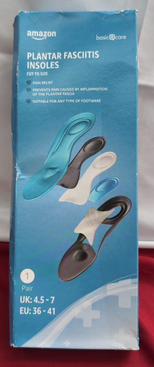 Amazon Basic Care Plantar Fasciitis Insoles, Blue (packaging damaged)